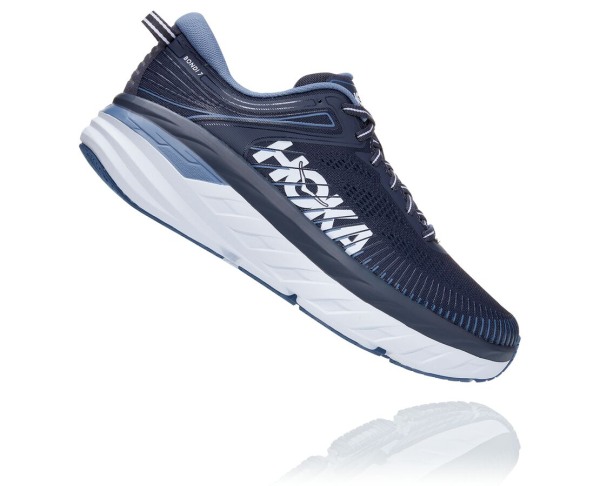 Hoka One One Bondi 7 Mens UK - Blue Road Running Shoes - BXRQH7268